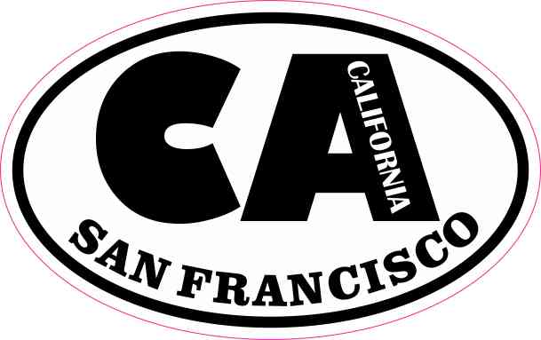 4in x 2.5in Oval CA San Francisco California Sticker