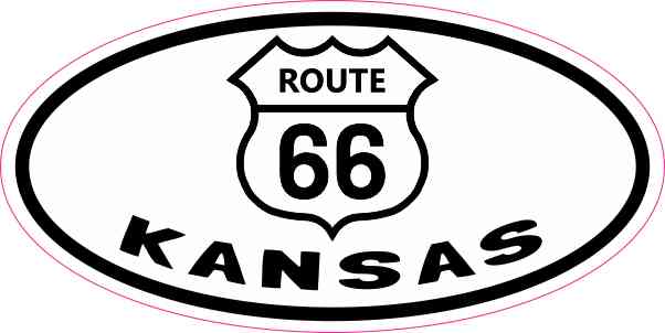 4in x 2in Oval Route 66 Kansas Sticker