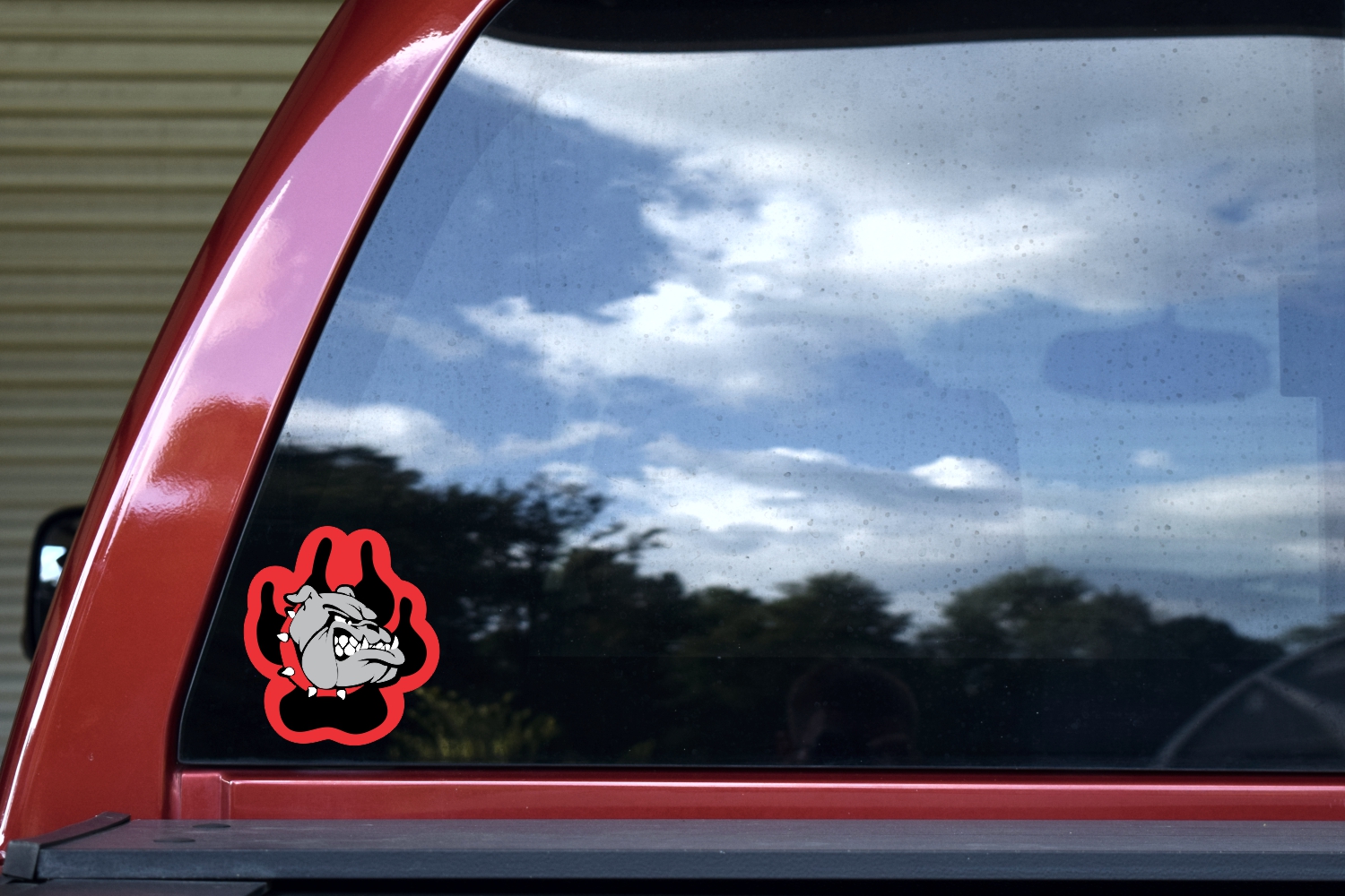 5in x 4.5in Red Bull Dog Mascots Bumper Sticker Vinyl Window Decal 