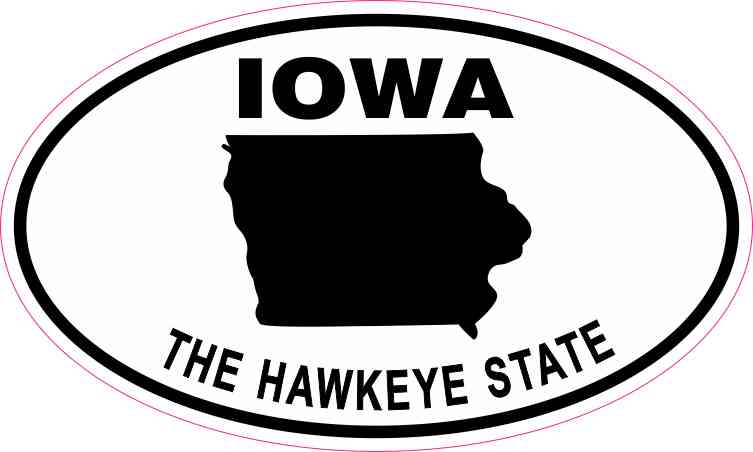 5in x 3in Oval Iowa the Hawkeye State Sticker