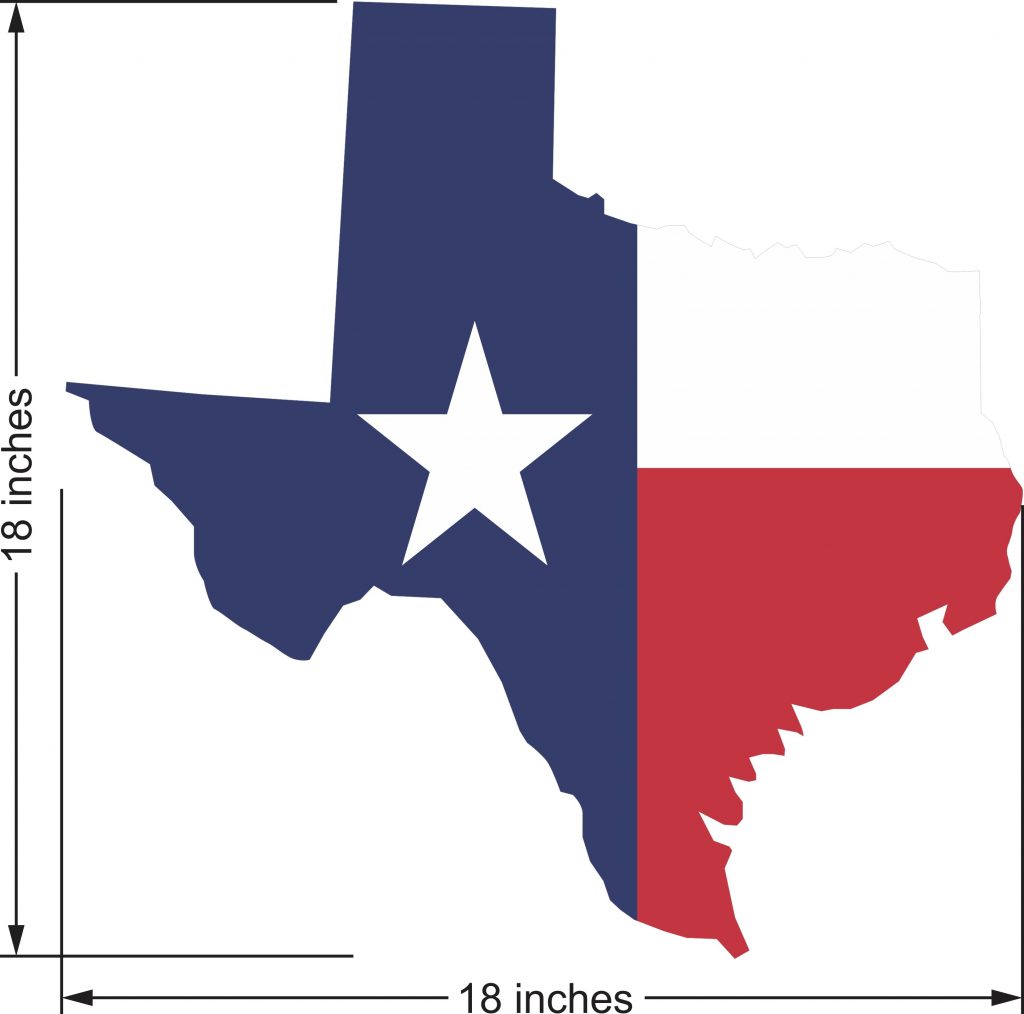 18in x 18in Die Cut Texas Flag Sticker