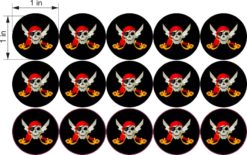 15x] 1in x 1in Jolly Roger Pirate Flag Stickers