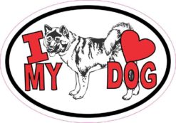 5in x 3.5in Akita Oval I Love My Dog Sticker