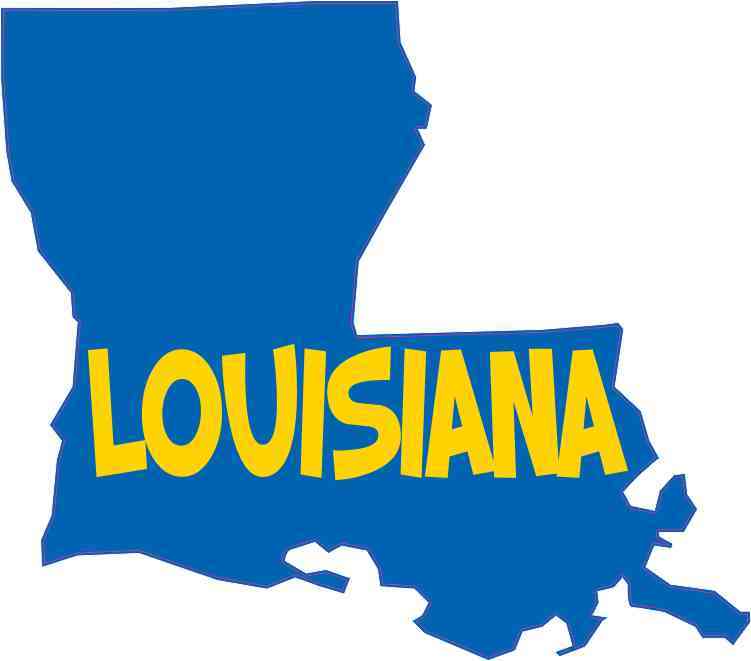 5in x 4.5in Die Cut Blue and Gold Louisiana Sticker