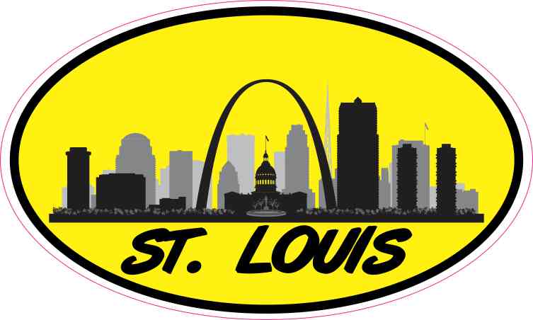 5in x 3in Yellow Oval St. Louis Skyline Sticker