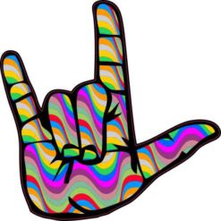 Psychedelic Wave ASL I Love You Sticker