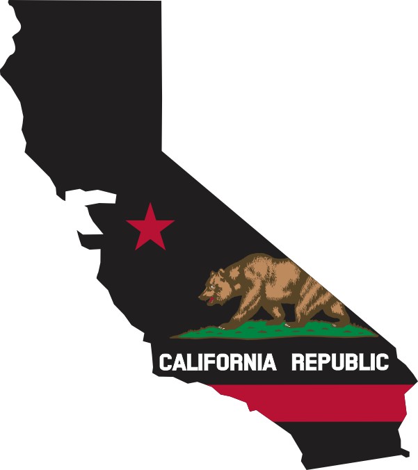 4in x 4.5in Black Background Die Cut California Flag Sticker