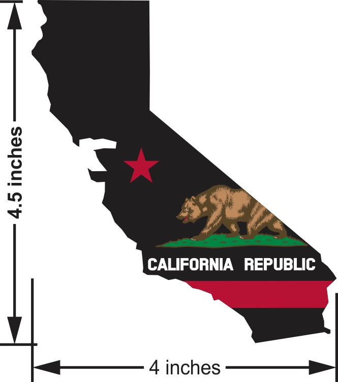 4in x 4.5in Black Background Die Cut California Flag Sticker