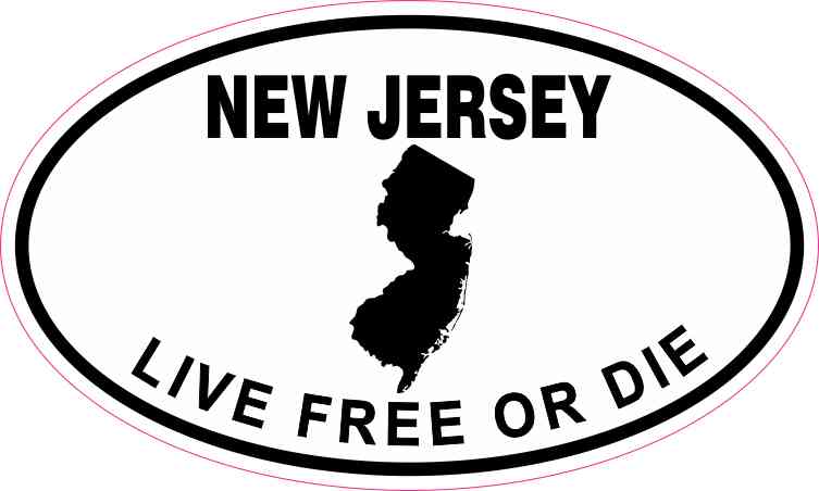 5in x 3in Oval New Jersey Live Free or Die Sticker