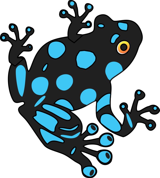 4.5in x 5in Blue and Black Dart Frog Sticker