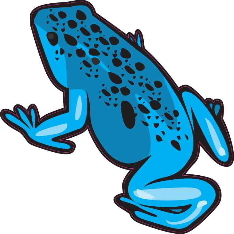 5in x 5in Blue with Black Spots Frog Sticker