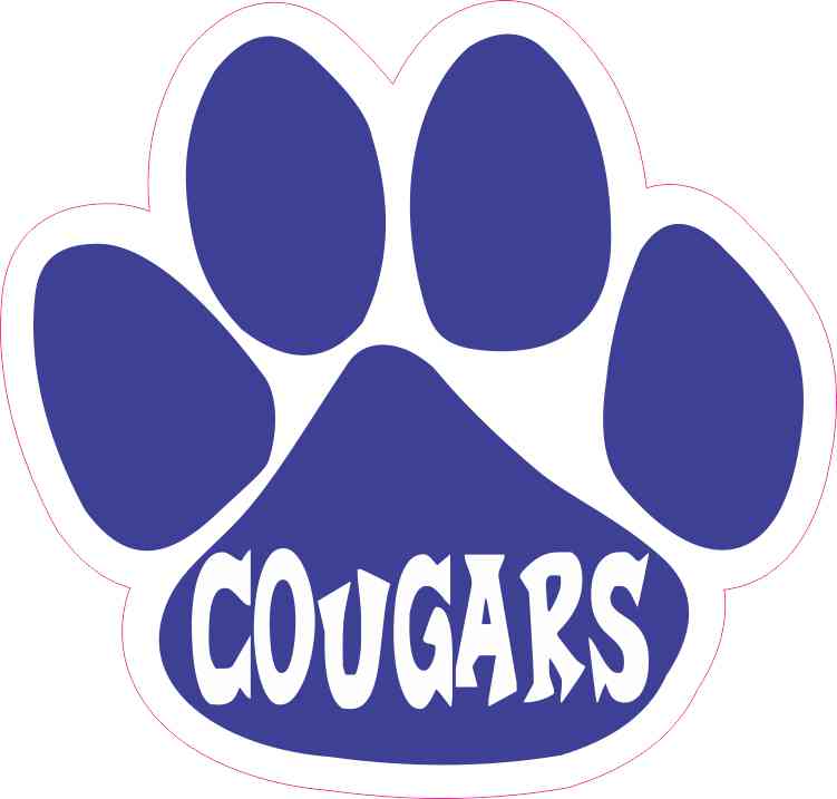 5in X 475in Blue Cougars Paw Sticker 