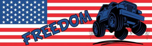 Off-Roading Freedom American Flag Bumper Sticker