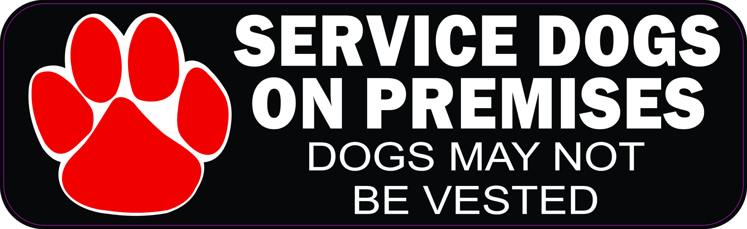 10in x 3in Service Dogs on Premises Vinyl Sticker | StickerTalk®