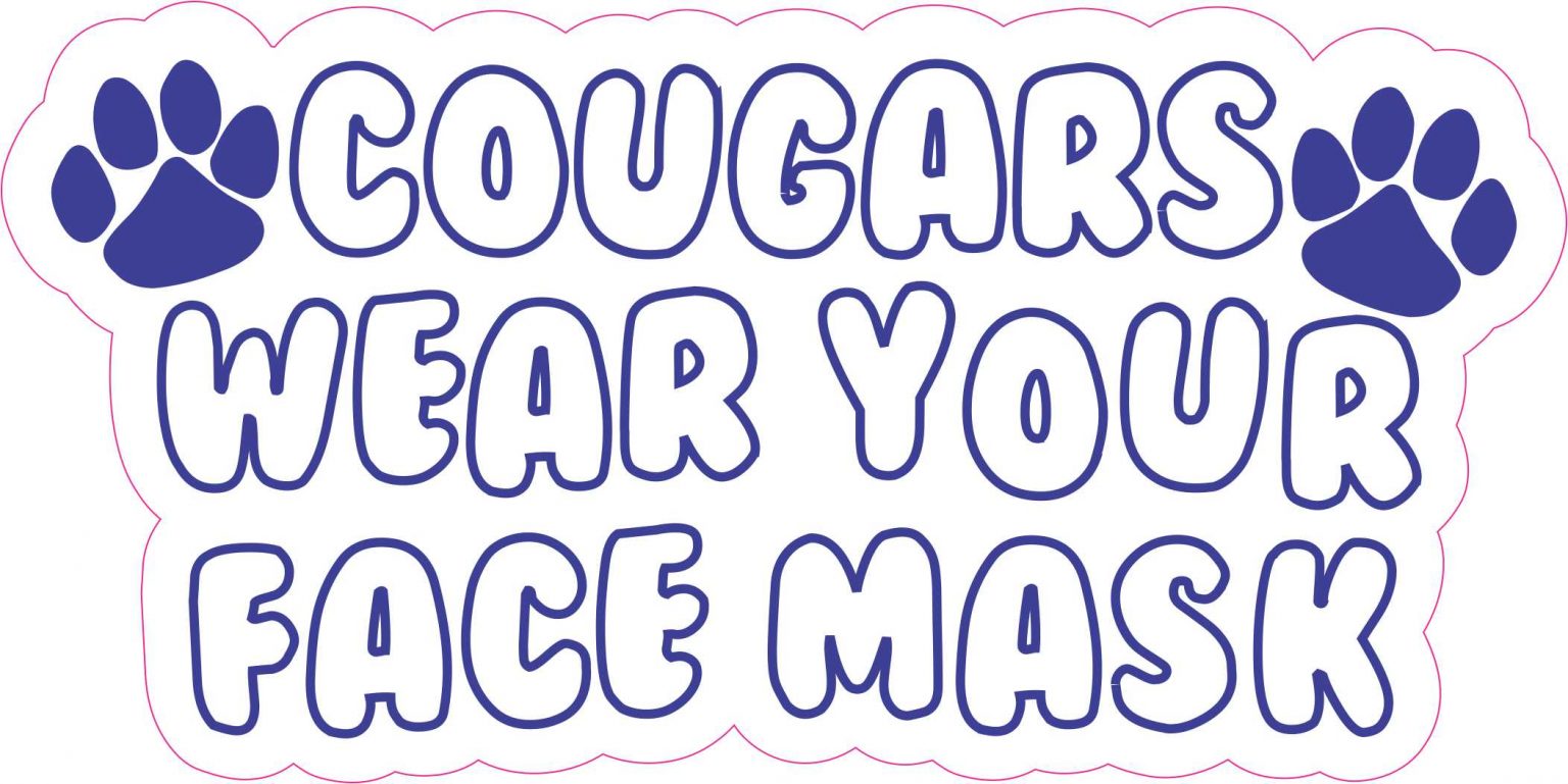 Stickertalk Cougars Wear Your Face Mask Vinyl Sticker 7 Inches X 35 Inches 