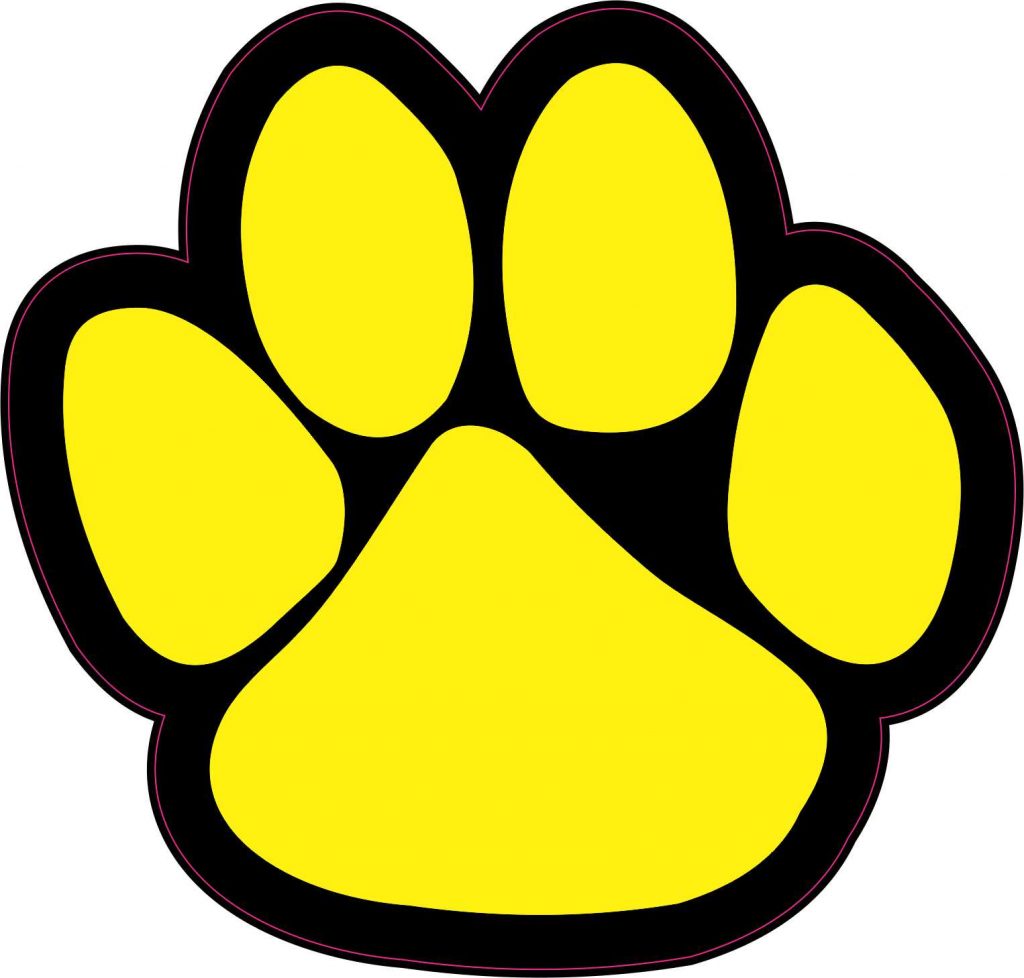 StickerTalk Yellow Paw Print Vinyl Sticker, 5 inches x 4.75 inches