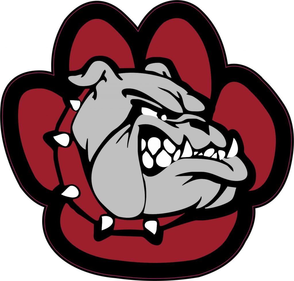 StickerTalk Maroon Paw Print Bulldog Vinyl Sticker, 5 inches x 4.75 inches