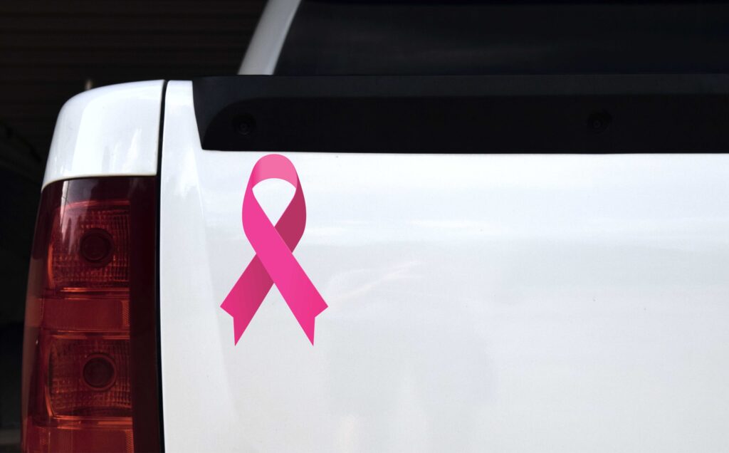 Stickertalk Pink Breast Cancer Awareness Ribbon Vinyl Sticker 45 Inches X 8 Inches 2906