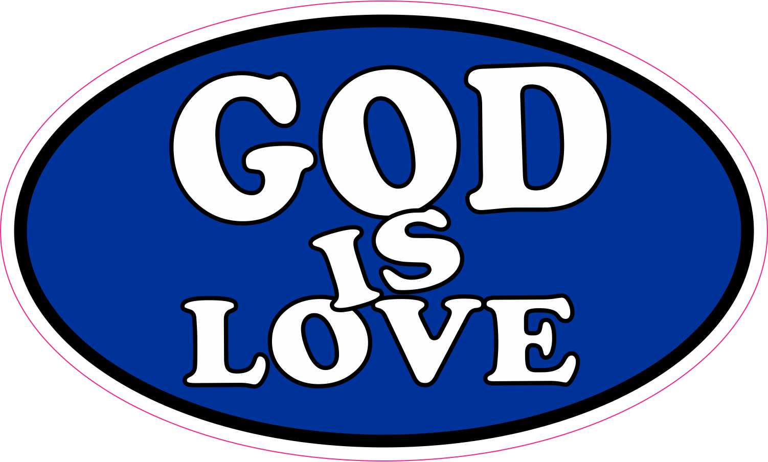 StickerTalk Blue Oval God Is Love Vinyl Sticker, 5 inches x 3 inches