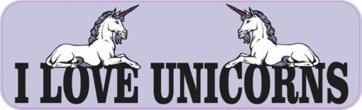 Purple I Love Unicorns Vinyl Sticker