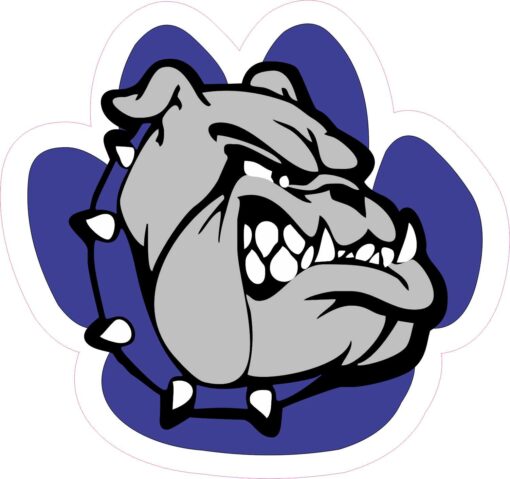 StickerTalk Blue and White Bulldog Paw Print Vinyl Sticker, 5 inches x ...