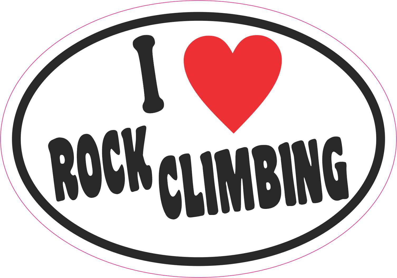 StickerTalk Oval I Love Rock Climbing Vinyl Sticker, 5 inches x 3.5 inches