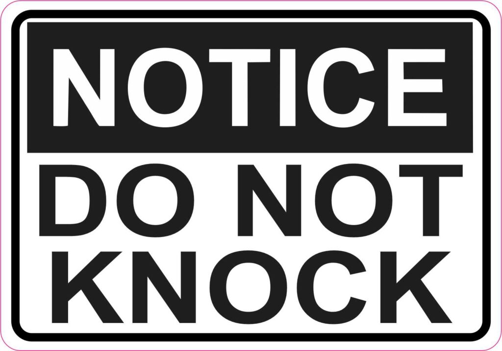 StickerTalk Notice Do Not Knock Vinyl Sticker, 5 inches x 3.5 inches