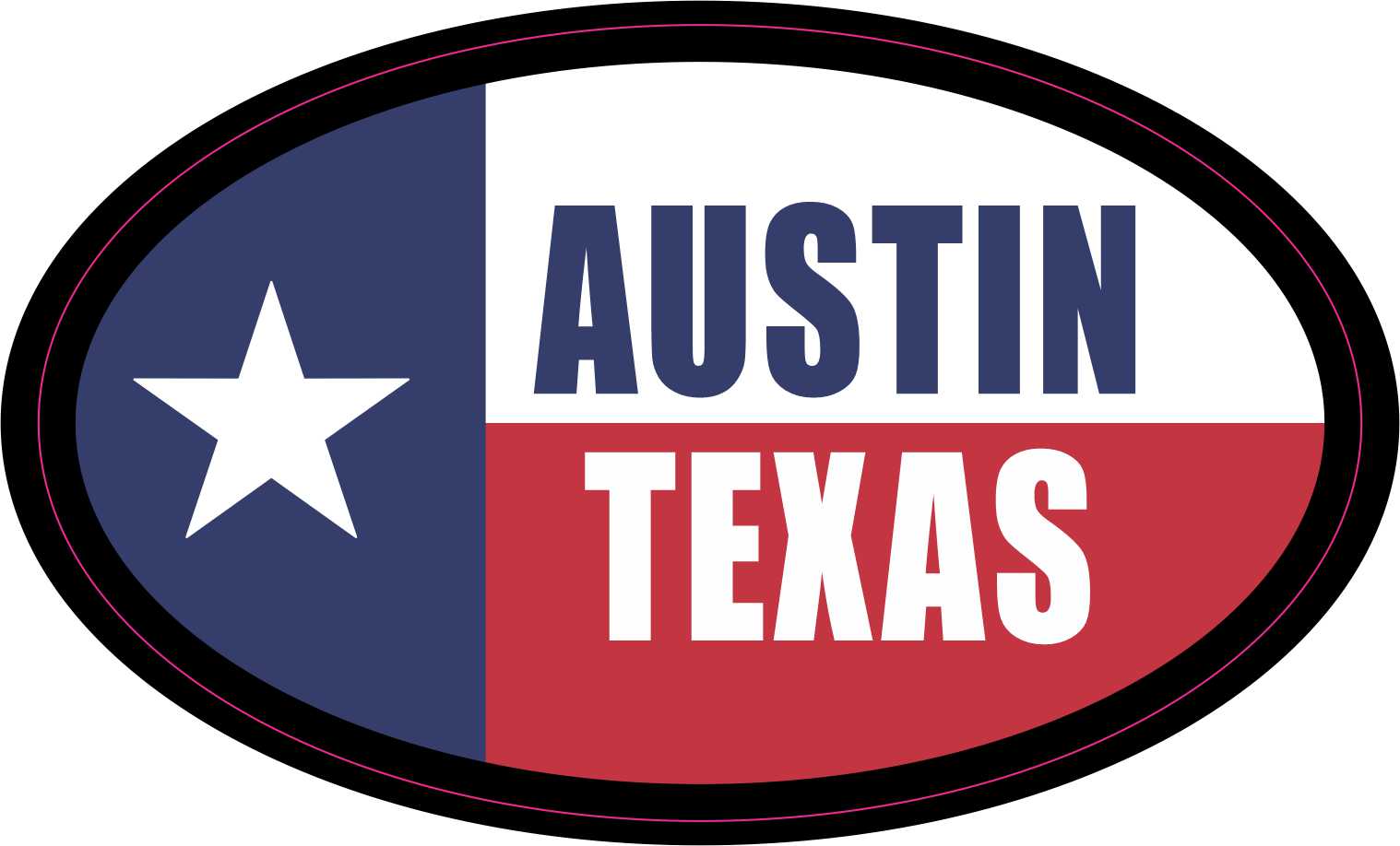 StickerTalk Flag Oval Austin Texas Vinyl Sticker, 4.75 Inches x 2.75 Inches