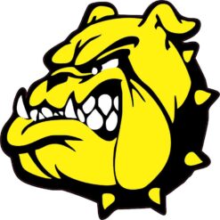 StickerTalk Yellow and Black Bulldog Vinyl Sticker, 3 inches x 3 inches