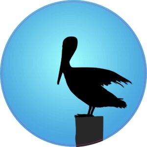 StickerTalk Blue Background Pelican Vinyl Sticker, 4 inches x 4 inches