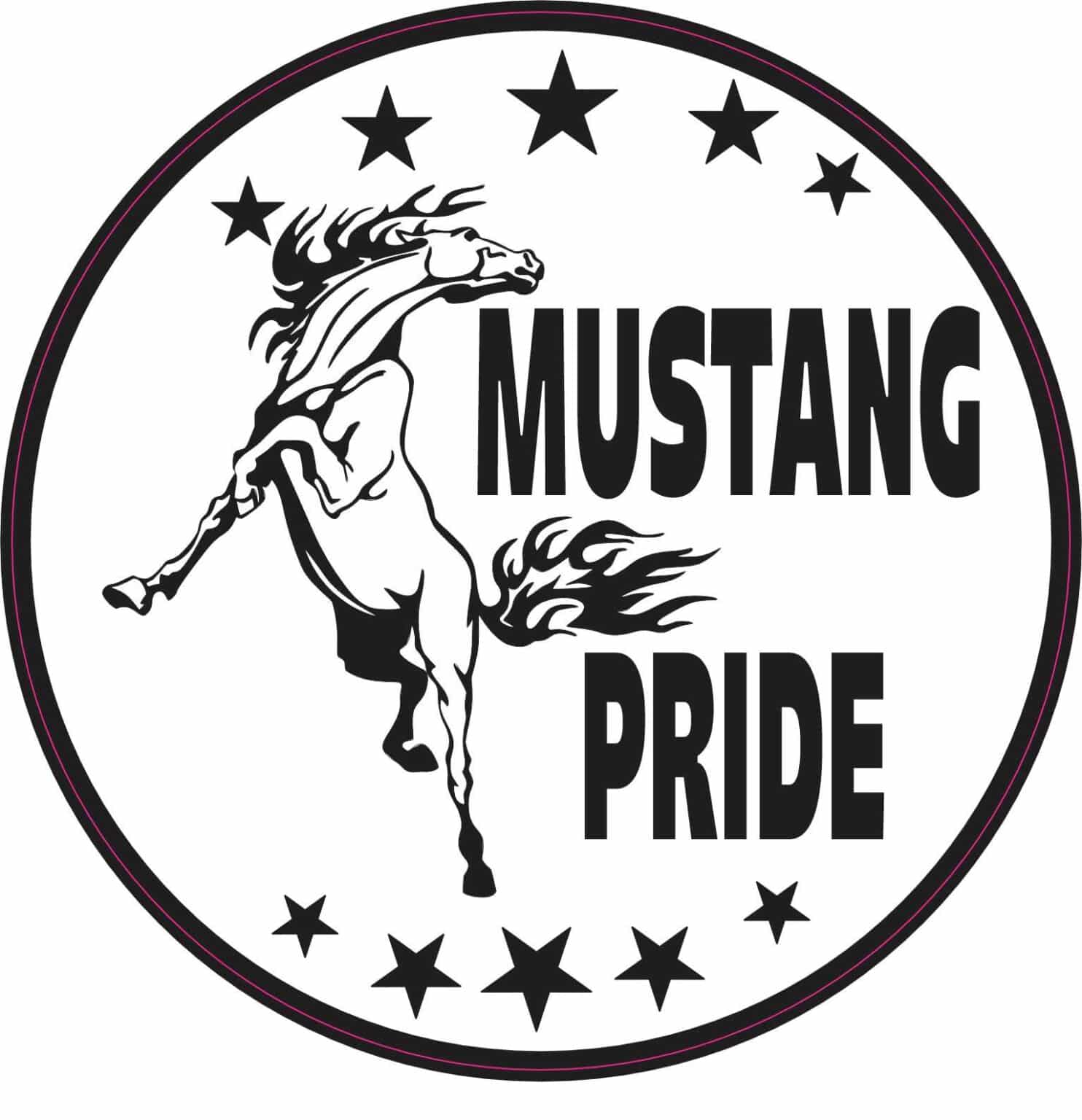 StickerTalk Mustang Pride Circle Sticker, 5 inches x 5 inches