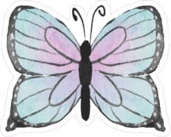 StickerTalk Mirrored Blue Watercolor Butterfly Stickers, 3 Inches x 3 Inches