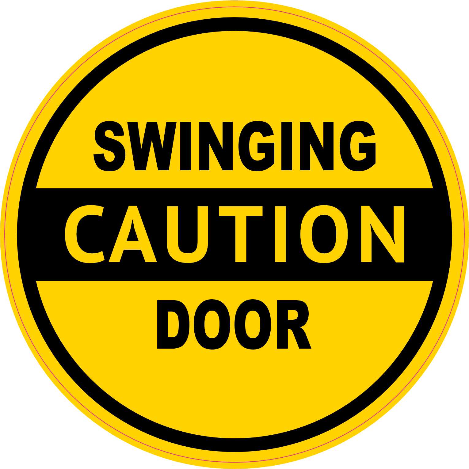 StickerTalk Caution Swinging Door Sticker, 5 Inches x 5 Inches