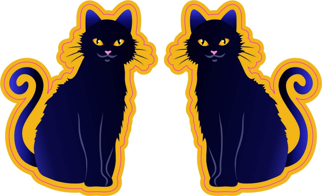 Silly cat stickers Halloween set