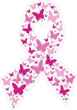 StickerTalk Breast Cancer Survivor Ribbon Vinyl Sticker, 5 inches by 3  inches