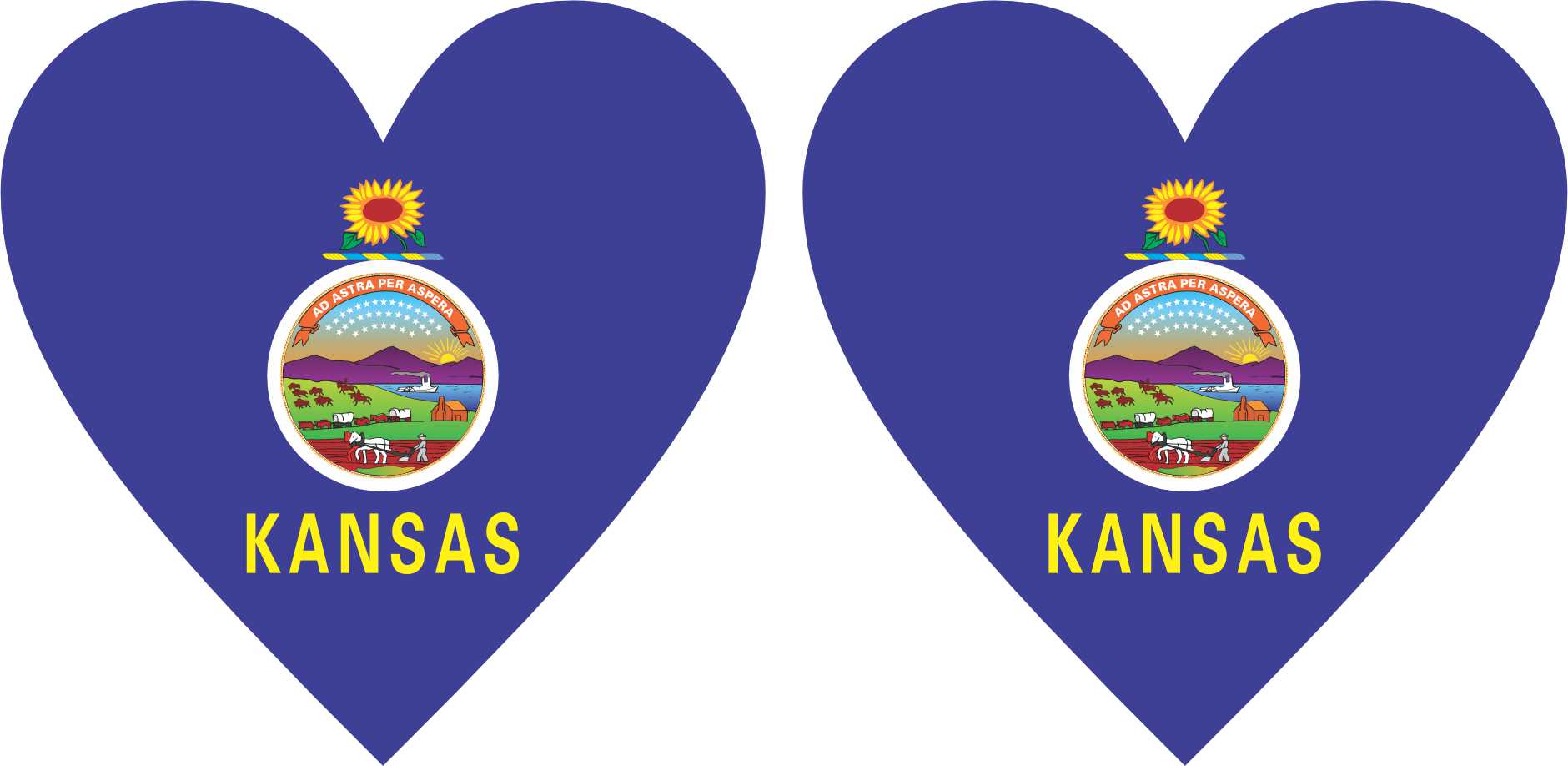 StickerTalk Kansas Heart Stickers, 3 inches x 3 inches