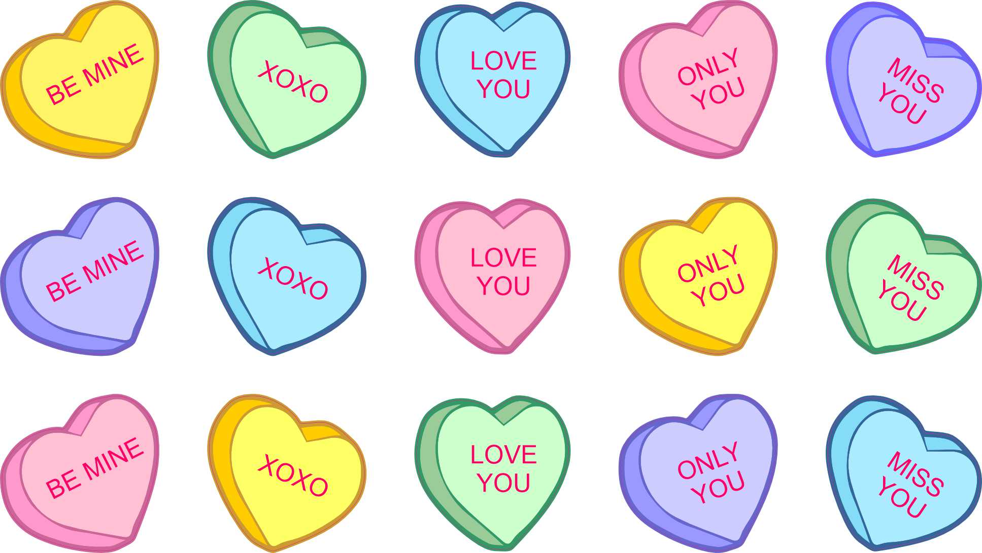 StickerTalk Valentine Candy Heart Stickers, 1 Sheet of 15 Stickers, 1 ...