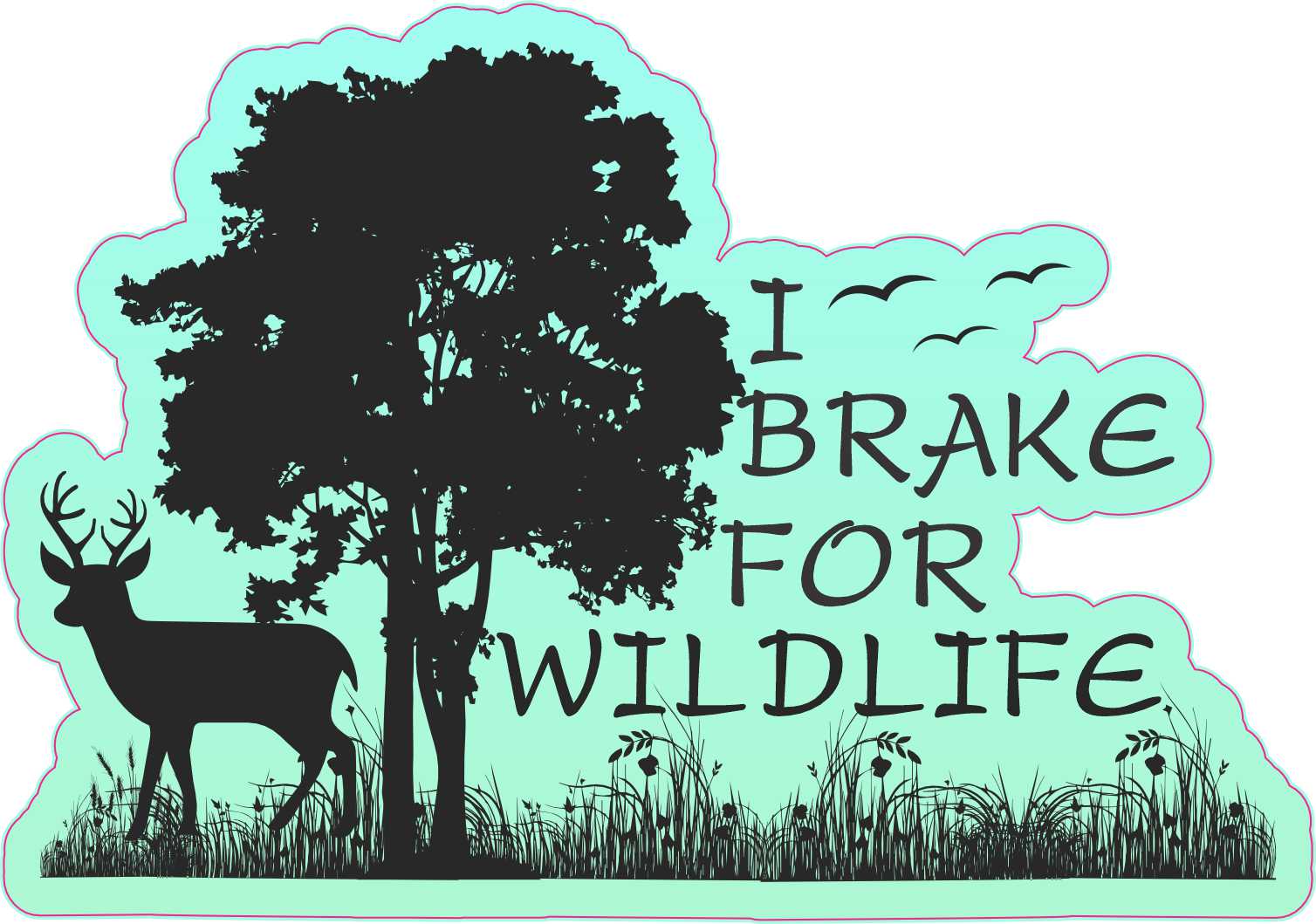 StickerTalk I Brake For Wildlife Sticker, 5 inches x 3.5 inches