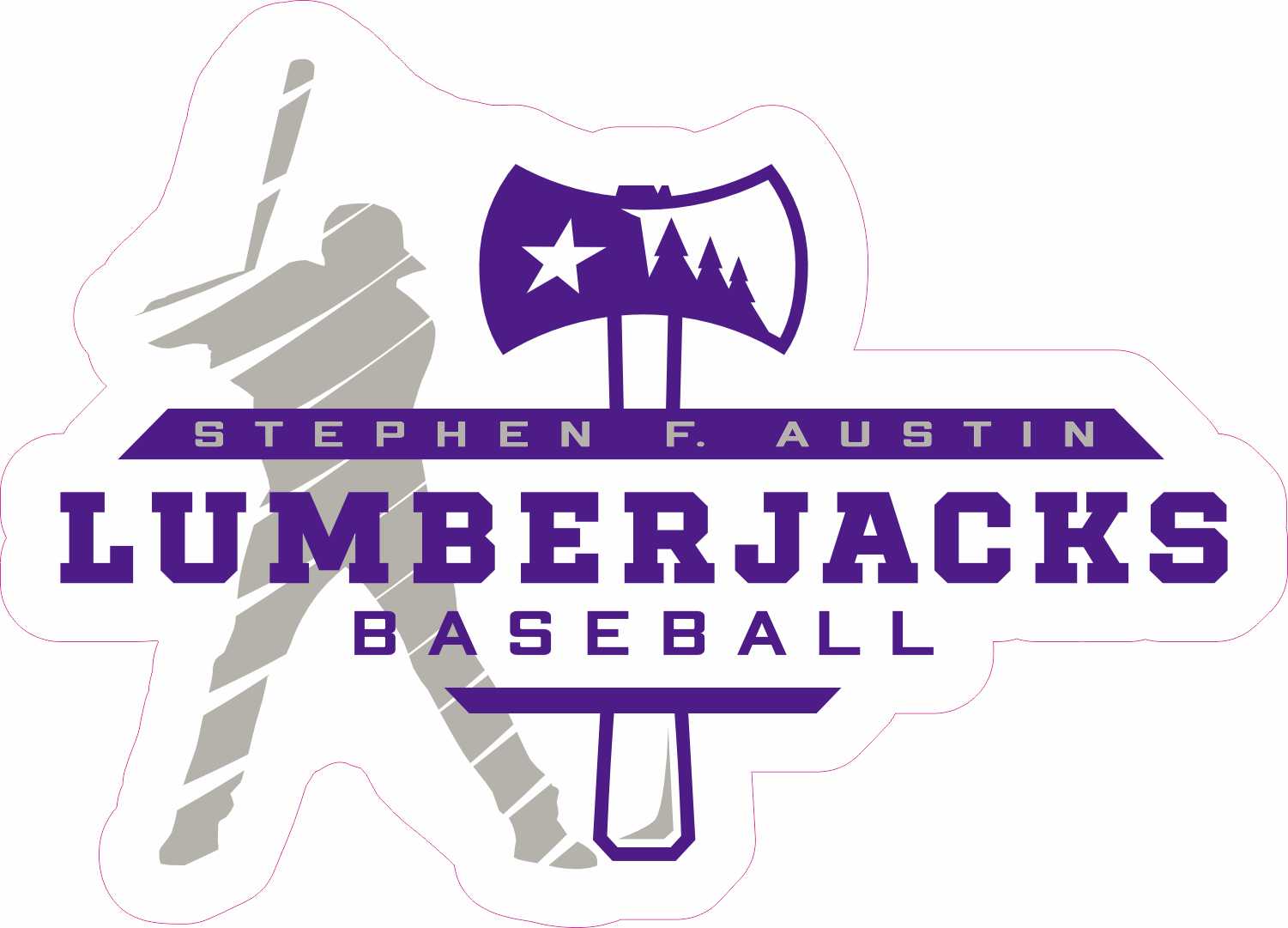 StickerTalk Official SFA Lumberjacks Baseball Player Sticker, 5 inches